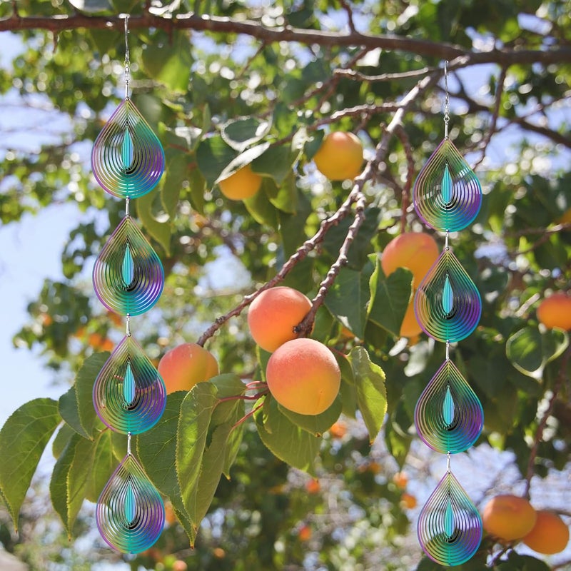 ToBeAce Rainbow Metal Wind Spinners Outdoor Garden Yard Decor, Bird Scare Discs Reflectors to Keep Birds Away, Holographic Reflective Bird Devices Deterrents for Outside Patio Fruit Trees (Water Droplet) - Image 5